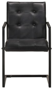 Καρέκλες Τραπεζαρίας «Πρόβολος» 4 τεμ. Μαύρες από Γνήσιο Δέρμα - Μαύρο