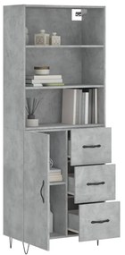 vidaXL Ντουλάπι Γκρι Σκυροδέματος 69,5x34x180 εκ. Επεξεργασμένο Ξύλο