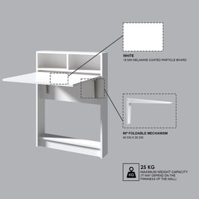 Πτυσσόμενο Τραπέζι Λευκό CLEEL 70x15x96