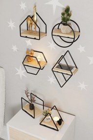Wall Shelf Minyatür Raflar 6'lı Set Gold
Black