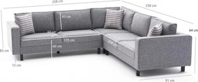 Corner Sofa Kale Linen - Grey Grey