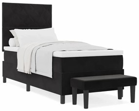 vidaXL Κρεβάτι με ελατήρια με στρώμα Μαύρο 100 x 200 cm Βελούδο