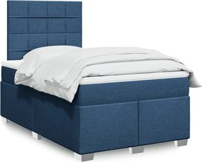 vidaXL Κρεβάτι Boxspring με Στρώμα Μπλε 120x190 εκ. Υφασμάτινο