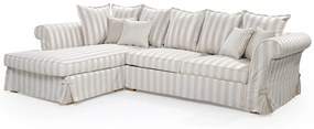 Γωνιακός Καναπές Κρεβάτι NICE, ριγέ άσπρο με μπέζ, 297x90x188cm-Αριστερή γωνία-TED1517