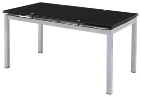 Τραπέζι Blossom 110+(30+30)x70cm Γυαλί Μαύρο/Βαφή Γκρι