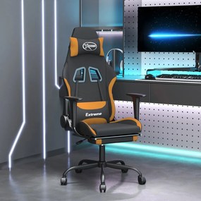 Καρέκλα Gaming Μαύρο/Πορτοκαλί Ύφασμα με Υποπόδιο