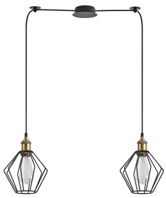 SE21-BR-10-BL2-GR1 MAGNUM Bronze Metal Pendant Black Metal Grid with Black Fabric Cable+ HOMELIGHTING 77-8706