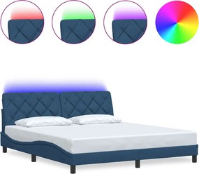 vidaXL Σκελετός Κρεβατιού με LED Χωρίς Στρώμα Μπλε 180x200 εκ.