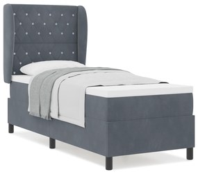 vidaXL Κρεβάτι με Στρώμα Στήριξης Σκούρο Γκρι 80x200 εκ Βελούδο