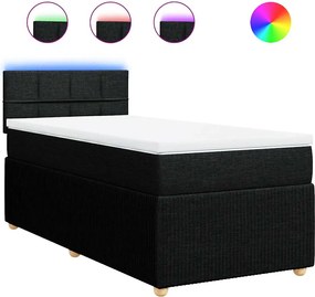 vidaXL Κρεβάτι Boxspring με Στρώμα Μαύρο 90x200 εκ. Υφασμάτινο