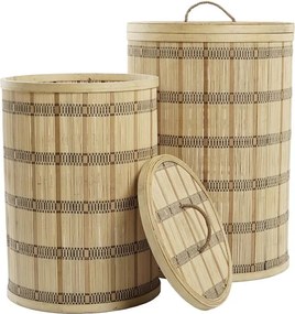 Σετ Καλαθιών DKD Home Decor Καφέ Φυσικό Bamboo (2 Τεμάχια)
