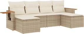 vidaXL Patio Sofa Set 6-θέσια Beige and Cream