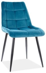 Επενδυμένη καρέκλα ύφασμιμι Chic 50x43x88 μαύρο/τιρκουάζ βελούδο DIOMMI CHICVCTU