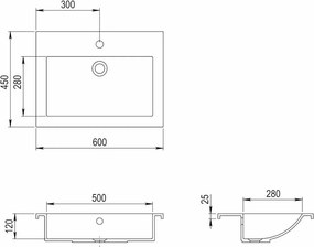 vidaXL Νιπτήρας Λευκός 600 x 450 x 120 χιλ. Γρανιτένιος
