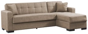 Γωνιακός καναπές-κρεβάτι με αποθηκευτικό χώρο Kansas pakoworld μπεζ ύφασμα 235x150x80εκ