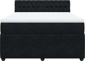 vidaXL Κρεβάτι Boxspring με Στρώμα Μαύρο 160x200 εκ. Βελούδινο