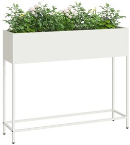 vidaXL Υψωμένη Γλάστρα Κήπου Λευκό 100 x 26 x 82 εκ Ατσάλι