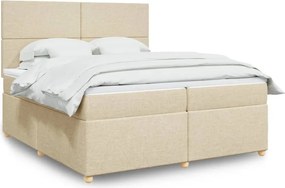 vidaXL Κρεβάτι Boxspring με Στρώμα Κρεμ 200x200 εκ. Υφασμάτινο