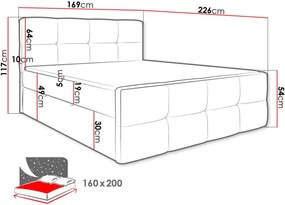 Επενδυμένο κρεβάτι Fuego-160 x 200-Ekrou