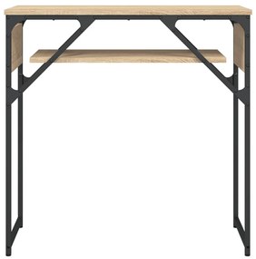 Τραπέζι Κονσόλα με Ράφι Sonoma Δρυς 75x30x75 εκ. Επεξεργ. Ξύλο - Καφέ