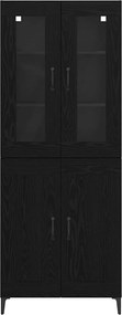 vidaXL Highboard Μαύρη Οξυά 69,5 x 34 x 180 εκ. Επεξεργασμένο Ξύλο