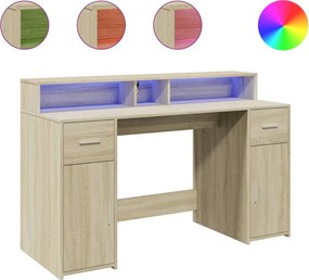 vidaXL Γραφείο με LED Sonoma δρυς 140x55x91 εκ. Επεξεργ. Ξύλο
