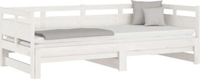 vidaXL Καναπές Κρεβάτι Συρόμενος Λευκός 2x(90x200) εκ. από Μασίφ Πεύκο