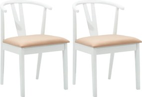 vidaXL Καρέκλα τραπεζαρίας 2 pcs Λευκό και Καφέ Στερεό Ξύλο Ραβέντι