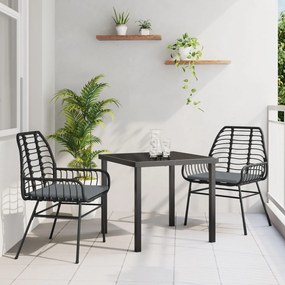 vidaXL Set Καθισμάτων Κήπου 3 Τεμαχίων με Μαξιλάρες Μαύρο Πολυ Ρατάν