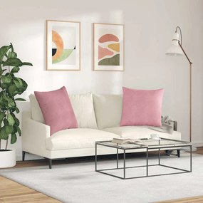 vidaXL Μαξιλάρι Καναπέ 2 τμχ. Βελούδο Ροζ 60 x 60 cm