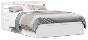 Πλαίσιο Κρεβατιού Κεφαλάρι Λευκό 150x200εκ Μασίφ Πεύκο