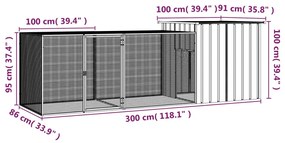 vidaXL Κοτέτσι - Κλουβί Γκρι 300x91x100 εκ. από Γαλβανισμένο Χάλυβα