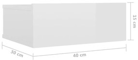 Κομοδίνο Κρεμαστό Γυαλιστερό Λευκό 40x30x15 εκ. Μοριοσανίδα - Λευκό