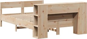 vidaXL Κρεβάτι Βιβλιοθήκη Χωρίς Στρώμα 140x200 εκ Μασίφ Ξύλο Πεύκο