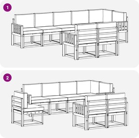 vidaXL Σειρά Καναπέ Εξωτερικού 8 pcs Λευκό και Μπεζ Πολυεστέρας