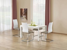 Τραπέζι Houston 124, Γυαλιστερό λευκό, 76x80x130cm, 63 kg, Επιμήκυνση, Ινοσανίδες μέσης πυκνότητας, Μέταλλο | Epipla1.gr