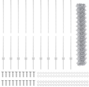 vidaXL Φράχτης  από Σχοινί με 20 U Posts Ασημί 1.4x10 μ Χάλυβα
