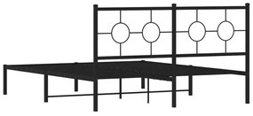 Πλαίσιο Κρεβατιού με Κεφαλάρι Μαύρο 150 x 200 εκ. Μεταλλικό - Μαύρο