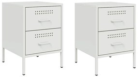vidaXL Κομοδίνα 2 τεμ. Λευκές 36x39x50,5 εκ. Χάλυβα