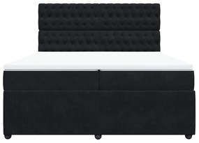 vidaXL Κρεβάτι Boxspring με Στρώμα Μαύρο 200x200 εκ. Βελούδινο
