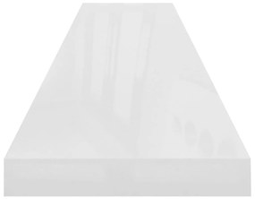 Ράφια Τοίχου Γυαλιστερά Άσπρα 2 Τεμάχια 120x23,5x3,8 εκ. MDF - Λευκό