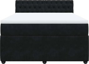 vidaXL Κρεβάτι Boxspring με Στρώμα Μαύρο 140x200 εκ. Βελούδινο