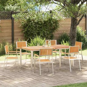 vidaXL Σέτ φαγητού για κήπο 7 pcs Καφέ Μασίφ ξύλο teak