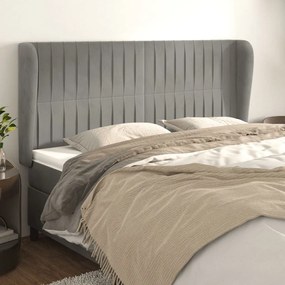 Κεφαλάρι με Πτερύγια Ανοιχτό Γκρι 163x23x118/128 εκ. Βελούδινο 3118248