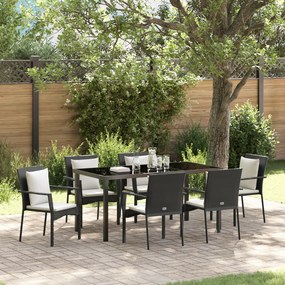 vidaXL Σετ Γευμάτων Κήπου 7 pcs Μαύρο 160 x 80 x 73 εκ PE Ρατάν