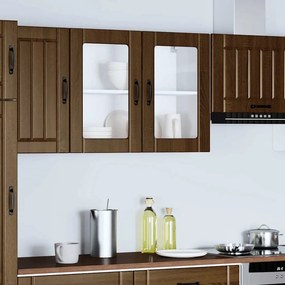 VidaXL ντουλάπι τοίχου κουζίνας με γυάλινη πόρτα "Lucca" Καφέ δρυς