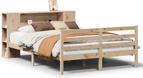 vidaXL Κρεβάτι Βιβλιοθήκη Χωρίς Στρώμα 140x200 εκ Μασίφ Ξύλο Πεύκο