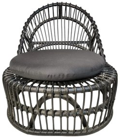 Πολυθρόνα Tromso P.E. Rattan Μαύρη με Μαύρο Μαξιλάρι 80x85x98εκ. 80x98x85 εκ.