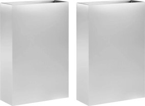 vidaXL Γλάστρα Κήπου 2 τμχ. Ασημί 50 x 20 x 75 εκ.