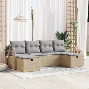 vidaXL Σετ Καναπέ Κήπου 6 pcs μπεζ και ανοιχτό γκρι 230 x 117 x 85 εκ.